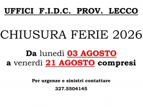 CHIUSURA FERIE ESTIVE 2026 - F.I.D.C. Lecco